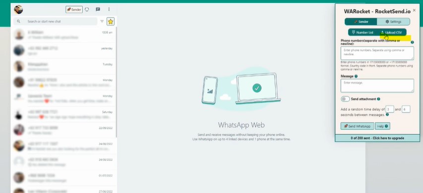 The screenshot shows the upload option.