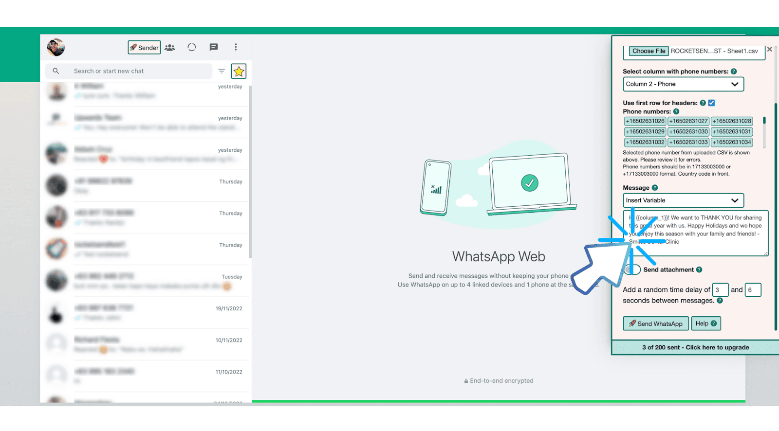 The screenshot shows a sample message.