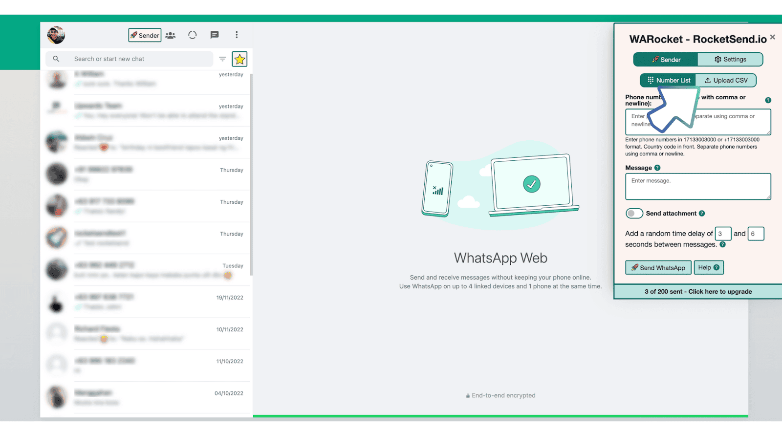 The screenshot above shows where you can upload a CSV.