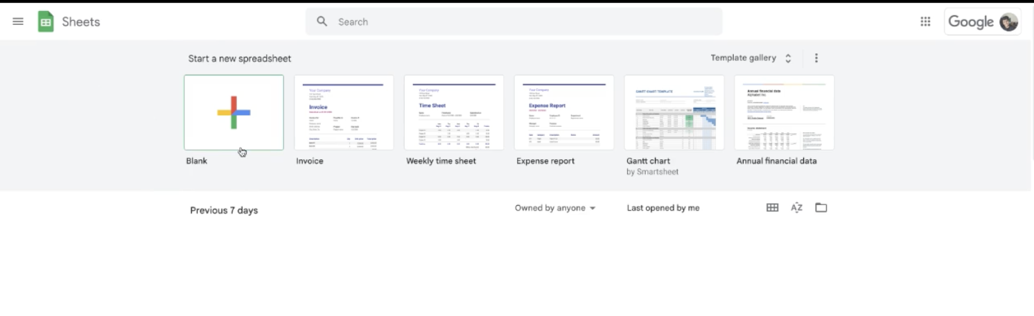 The screenshot above shows Google Sheets where you can create one.